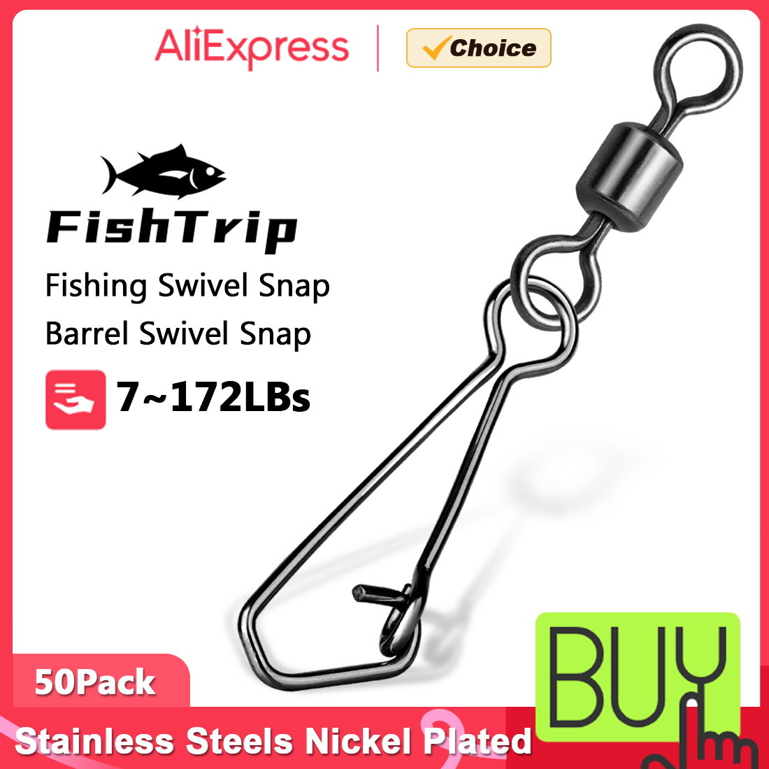Fishing Hook Stainless Steel - FishTrip 50 peças de pressão giratória