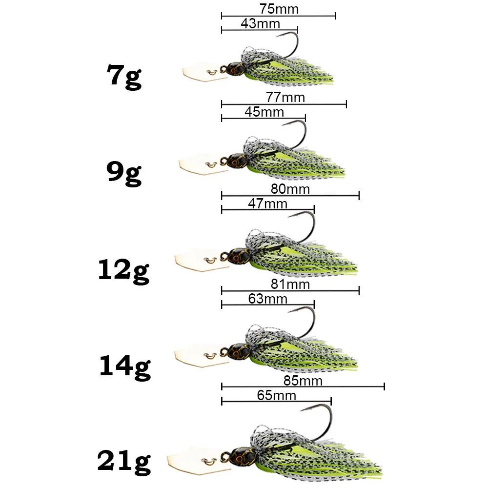 Spinner isca 7g/9g/12g/14g/21g - Fishing Hook Weedless avaliação e preço